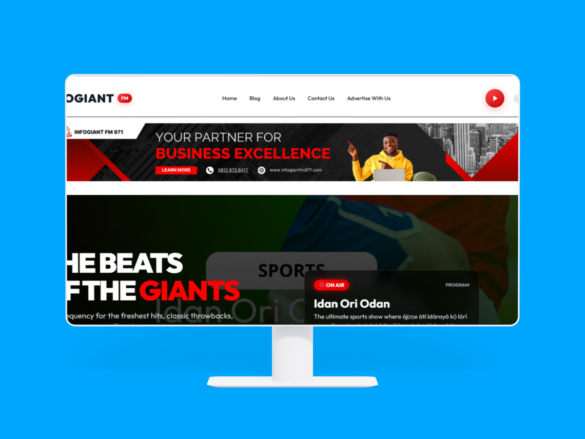 Radio Website for Infogiant FM main feature